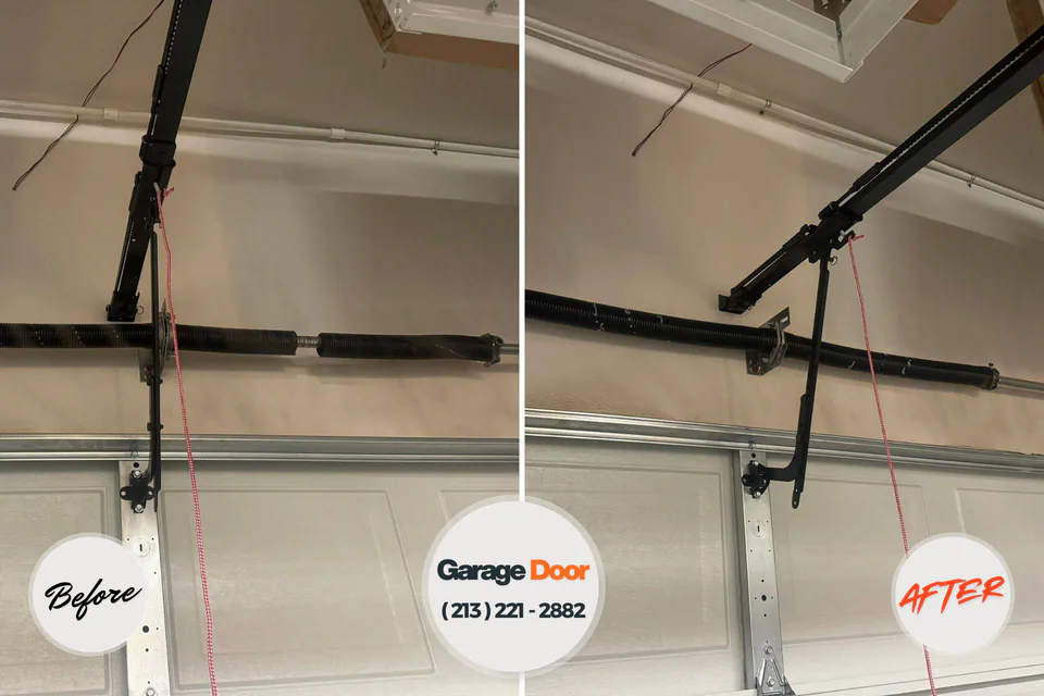Before and after: garage door repair Abita Springs, LA